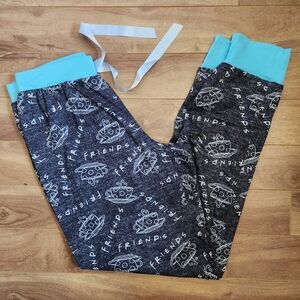 FRIENDS Black & Blue Graphic Pajama Bottoms – Size Small